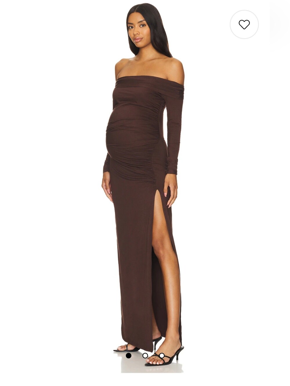 Bumpsuit M The Off The Shoulder Evening Dress Chocolate Brown Maternity Maxi NWT